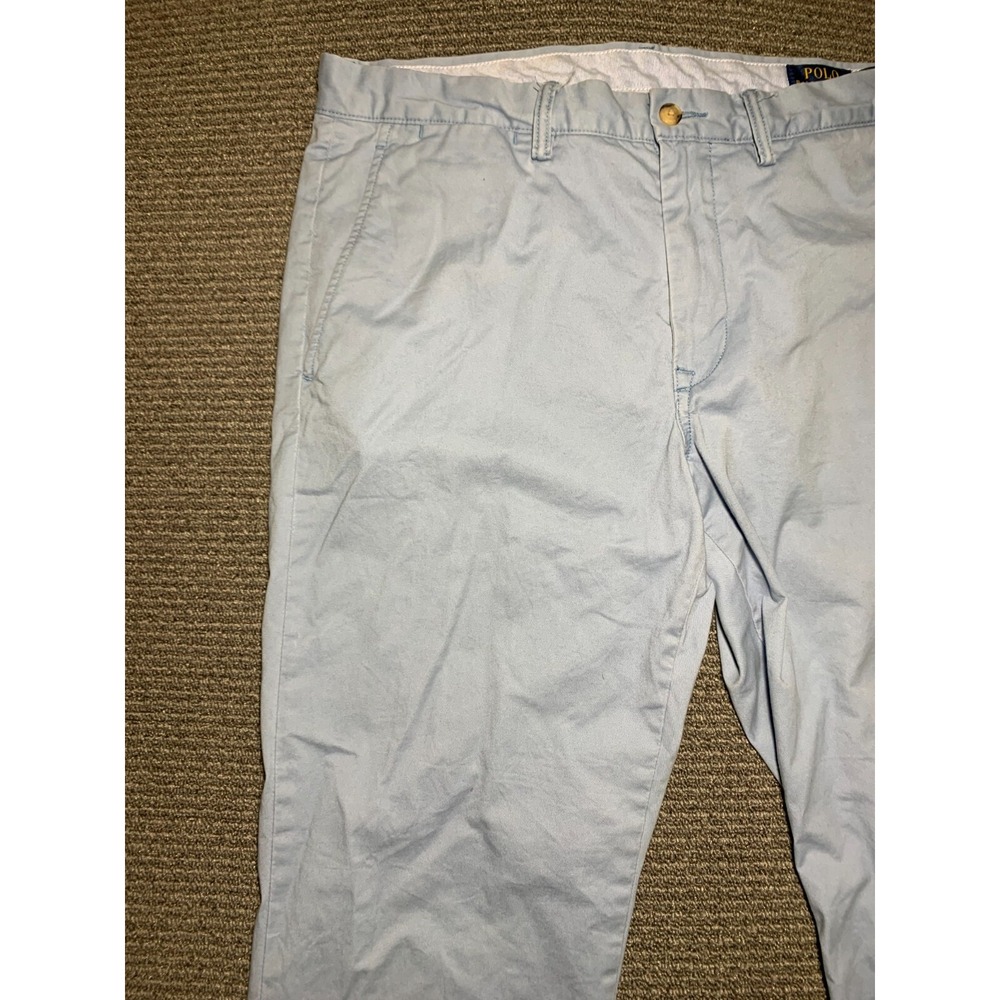 Polo Ralph Lauren Mens Classic Fit Flat Front Chino Blue Pants 34x32 Cotton - Picture 6 of 16